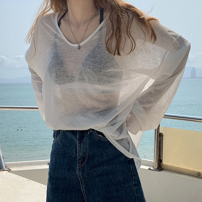Damen cropped Sweatshirt im modernen Batikdesign mit weiten Ärmeln und Rundhalsausschnitt Drune