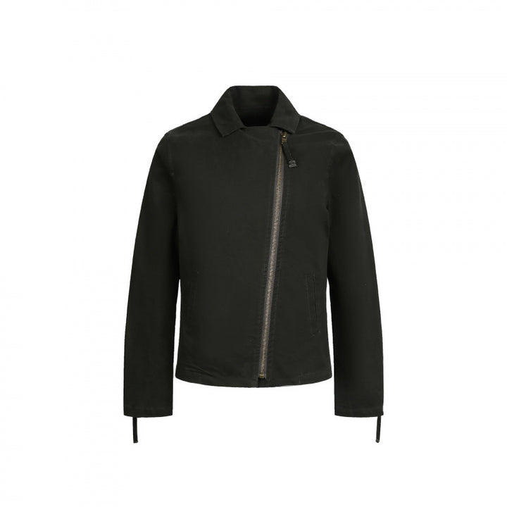 Herren Asymmetrische Bikerjacke mit diagonalem Metallreißverschluss Drune