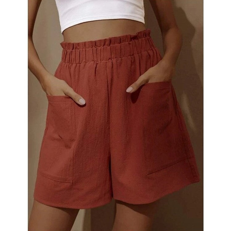 Drune | Shorts aus Baumwolle und Leinen mit hoher Taille für Damen