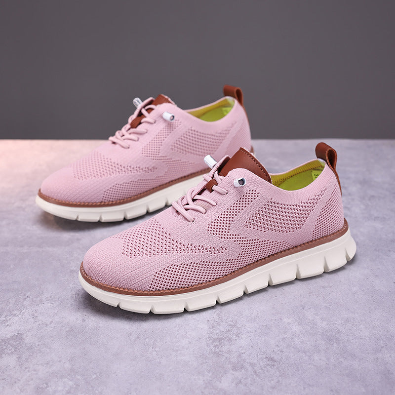 Damen nan gestrickter Derby-Sneaker mit flexibler Rillenlaufsohle und gepolstertem Komfortfußbett Drune