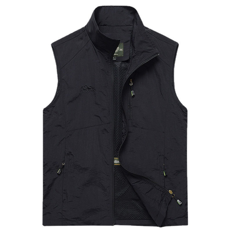 Herren Leichte atmungsaktive Outdoor‑Weste mit Mesh‑Innenfutter und Reißverschlusstaschen Drune