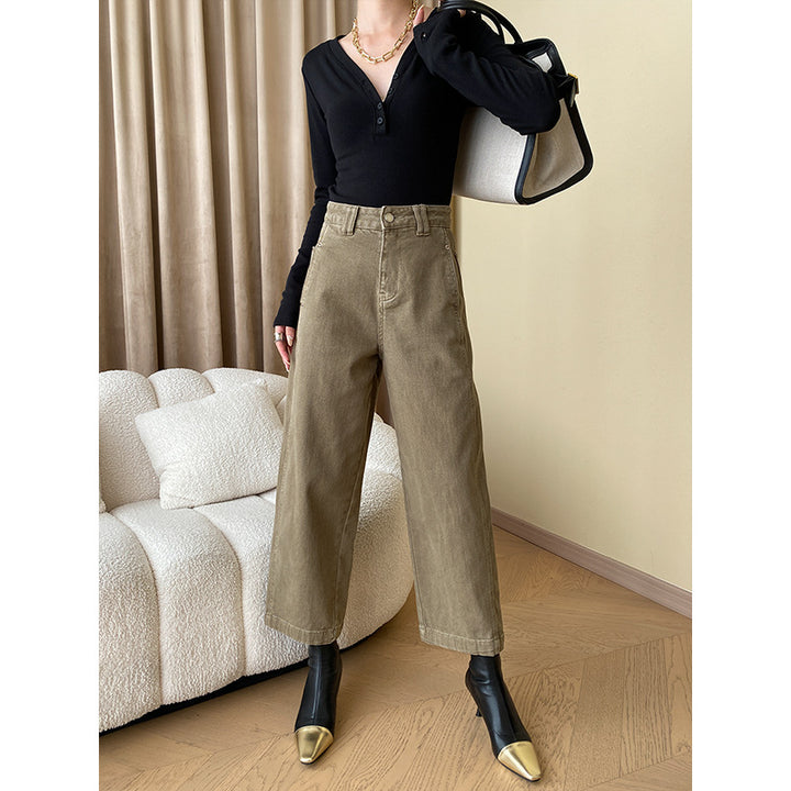 Damen Langarm-Henley-Shirt aus hochwertigem Rippstrick mit modischen Knopfdetails Drune