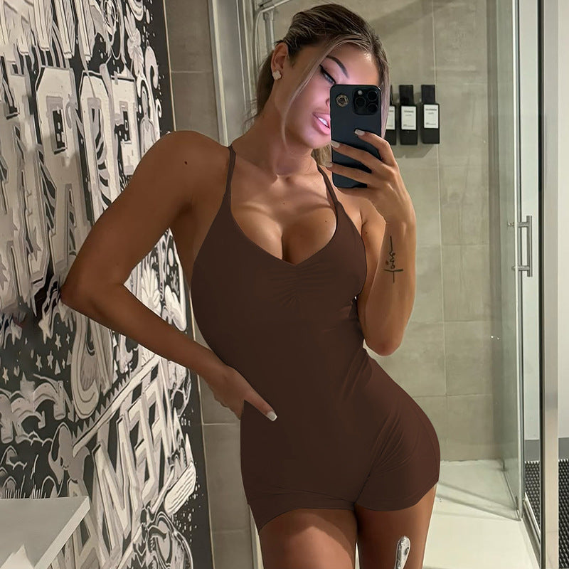 Damen Bodycon Einteiler mit gekreuztem Träger Drune
