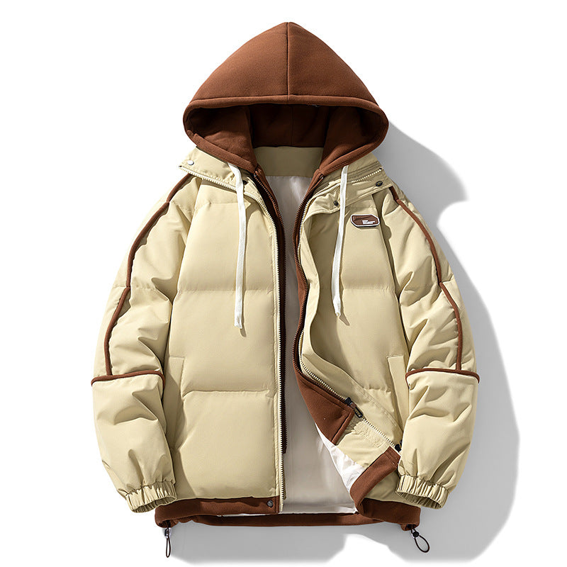 Damen Kurz geschnittene Steppjacke mit kontrastierender Fleece‑Kapuze und Kordelzug Drune