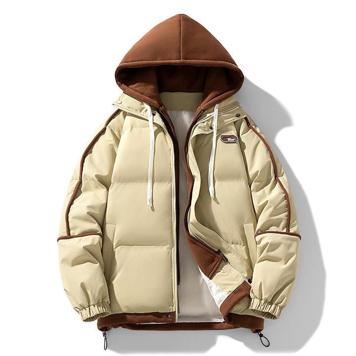 Damen Kurz geschnittene Steppjacke mit kontrastierender Fleece‑Kapuze und Kordelzug Drune