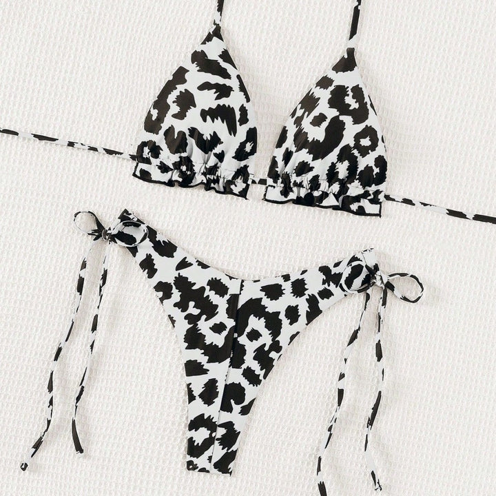 Damen Triangel-Bikini mit tiefem Ausschnitt und verstellbaren Bindebändern Drune