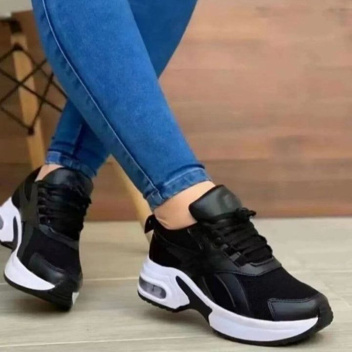 Damen Modische Plateausneaker mit Luftkammer und Strick‑Mesh Drune