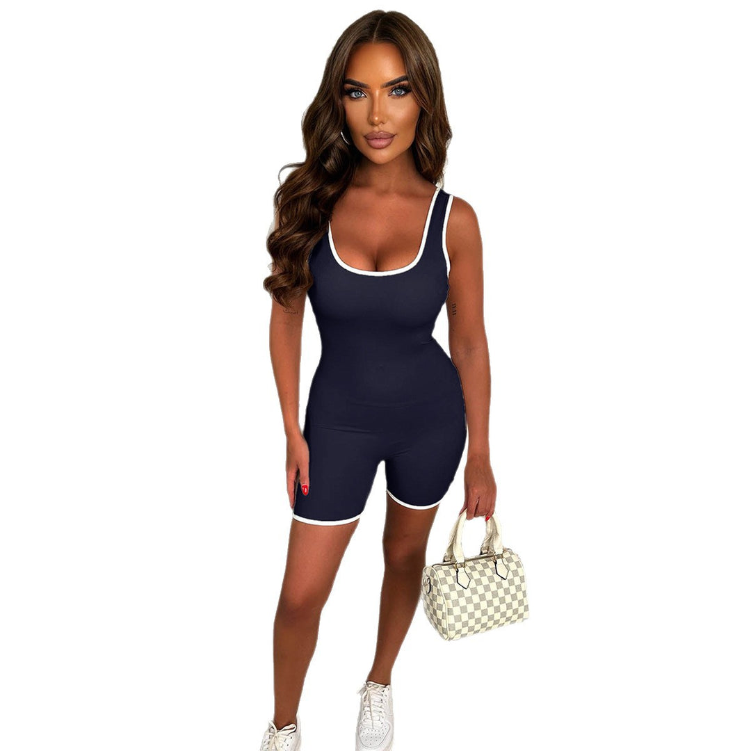 Damen Sportlicher Jumpsuit mit dekorativen Kontrastnähten und figurformendem Schnitt Drune