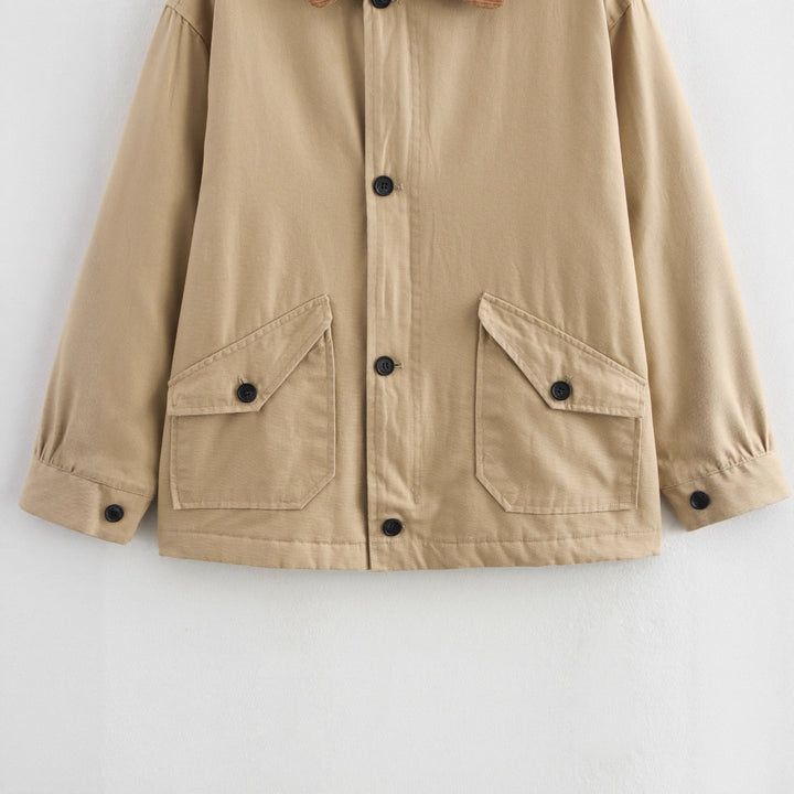 Damen Übergangsjacke mit kordelblauem Kragen und praktischen Taschen Drune