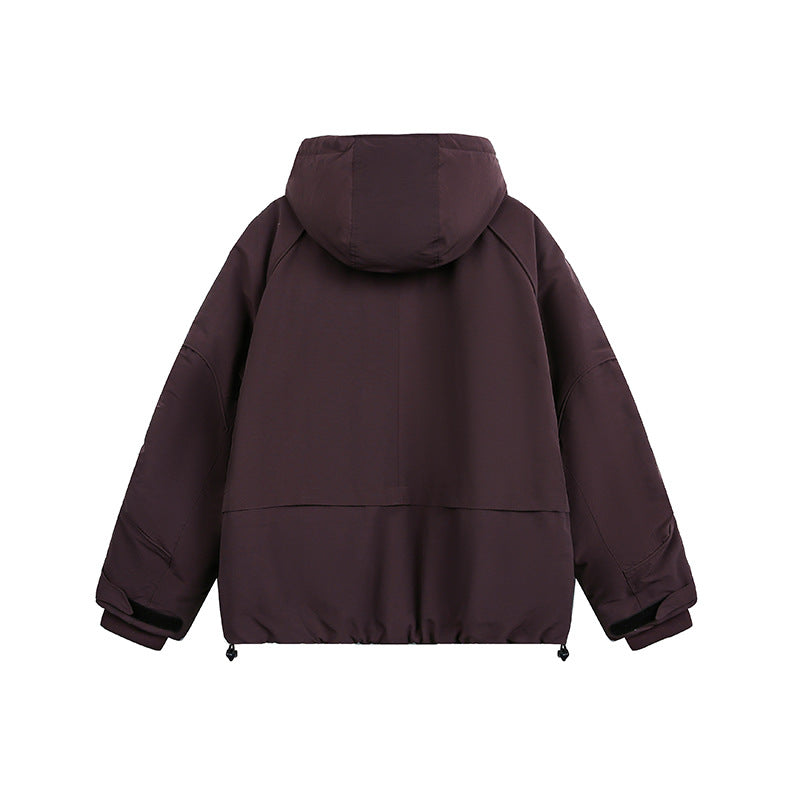 Damen Oversized wattierte Kapuzenjacke mit Raglanärmeln und Kordelzug Drune