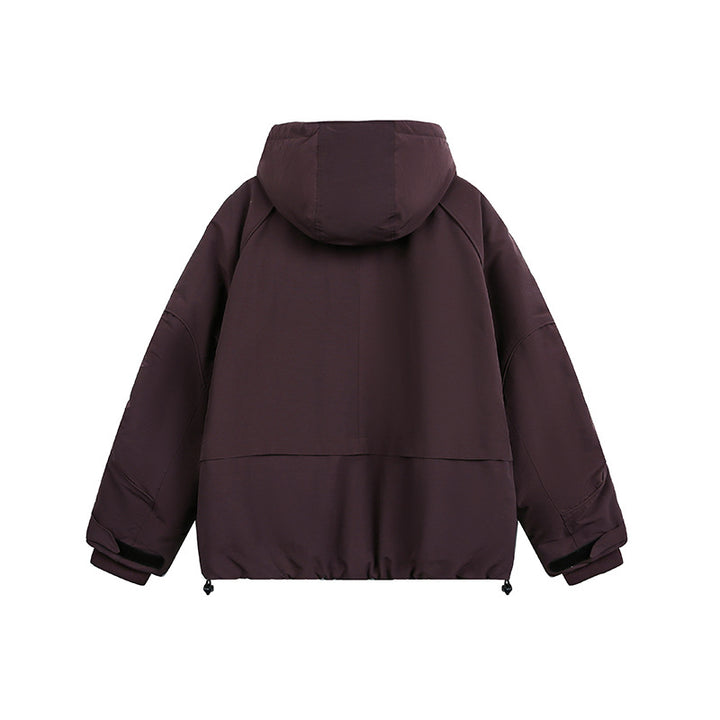 Damen Oversized wattierte Kapuzenjacke mit Raglanärmeln und Kordelzug Drune