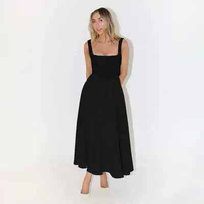 Damen Maxikleid mit elegantem quadratischem Ausschnitt und schwingendem Rock Drune
