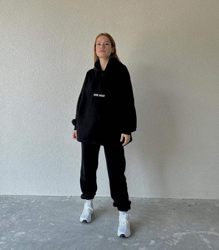 Damen bequemer Hoodie mit weitem Schnitt und praktischen Kängurutaschen Drune
