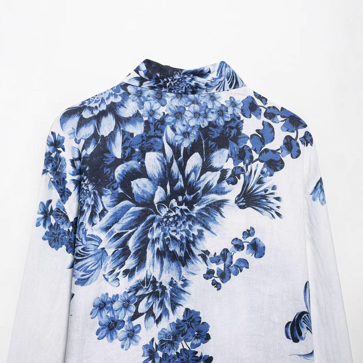 Damen Lockeres Hemd mit floralem Alloverprint und durchgehender Knopfleiste Drune