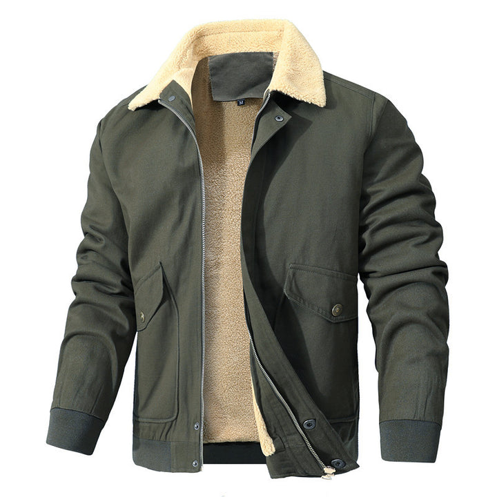 Herren Robuste Canvas-Fliegerjacke mit Teddyfutter und Reverskragen Drune
