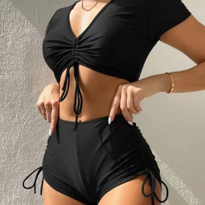 Damen Sportliches Bikiniset mit modischer Raffung Drune