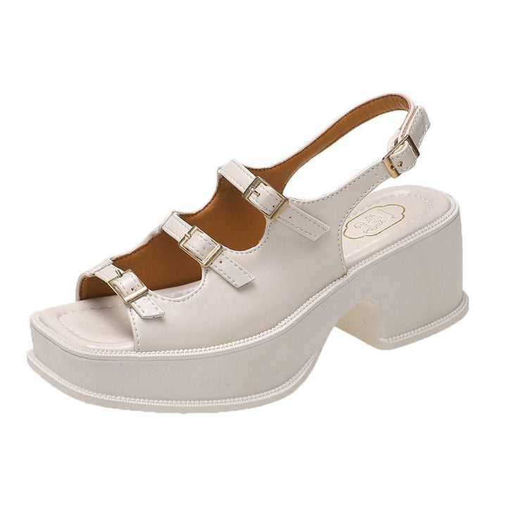Damen Plateau-Sandalen mit verstellbaren Riemen und modischem Blockabsatz Drune