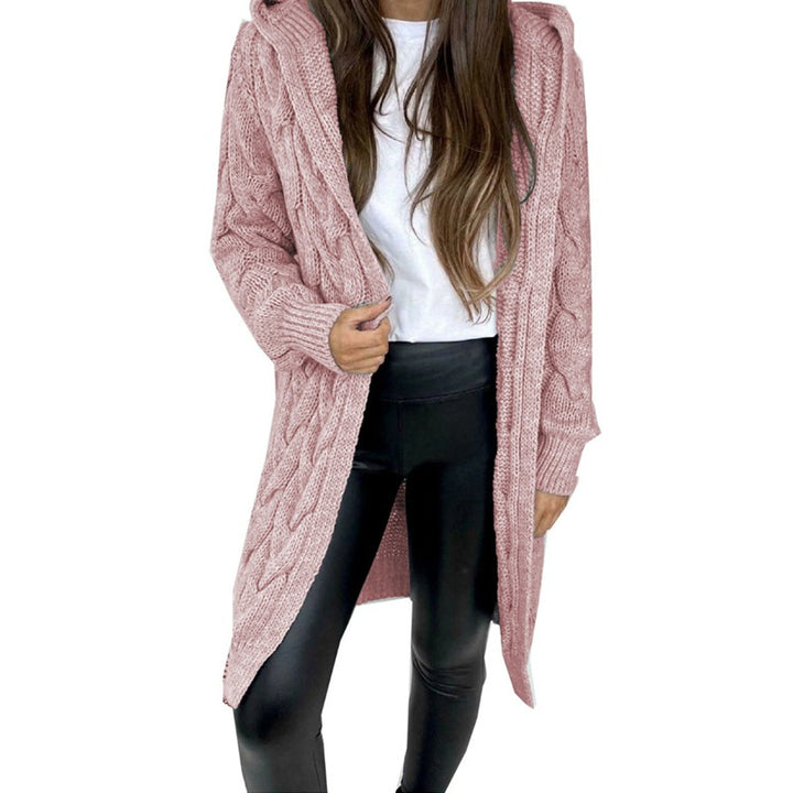 Damen Grobstrickmantel mit Kapuze und Zopfdesign Drune