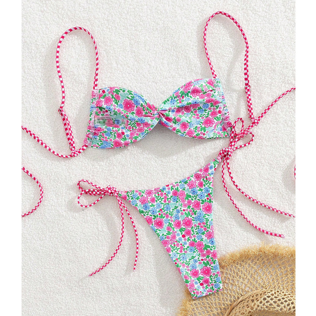 Damen Floral Bikini mit verstellbaren Bindegurten Drune