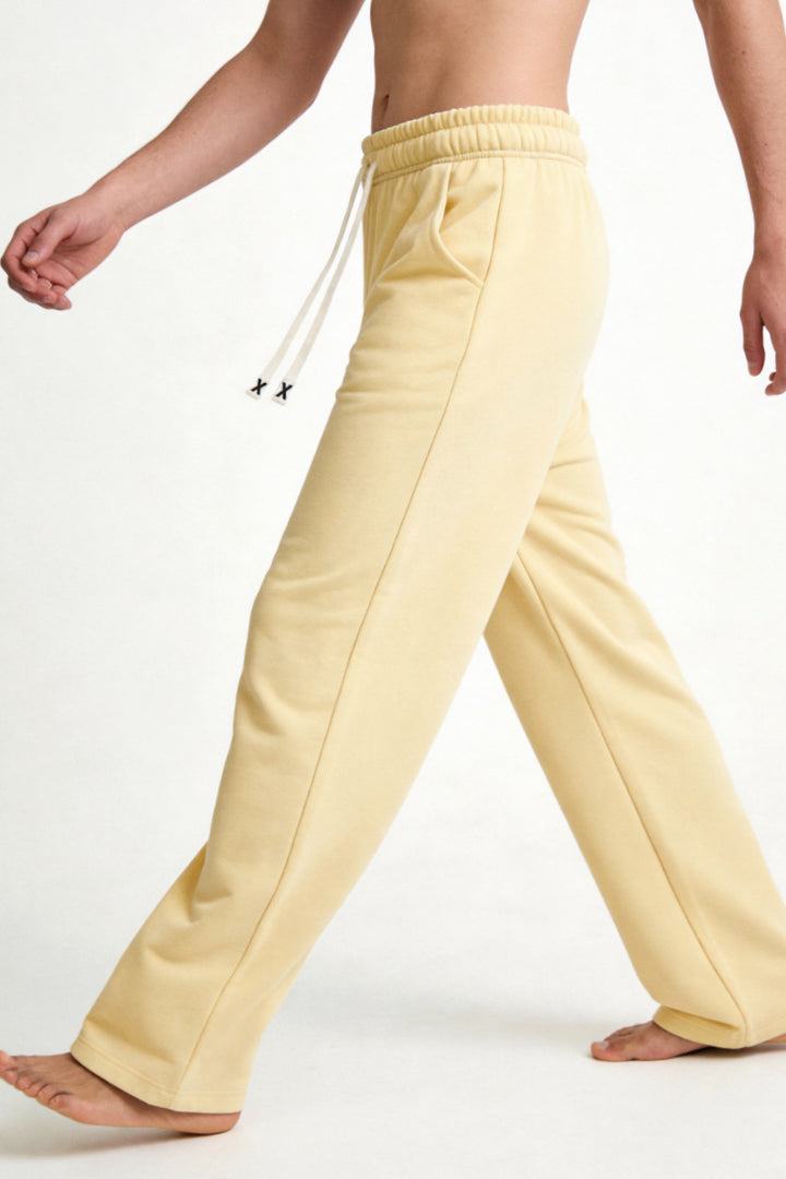 Herren Relaxed-Fit French-Terry Loungehose mit hohem Komfortbund und geradem Bein Drune