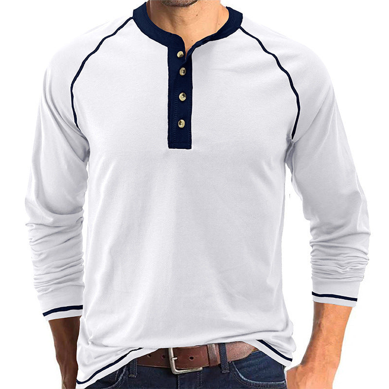 Herren Langarmshirt mit Knopfleiste und Kontrast-Details Drune