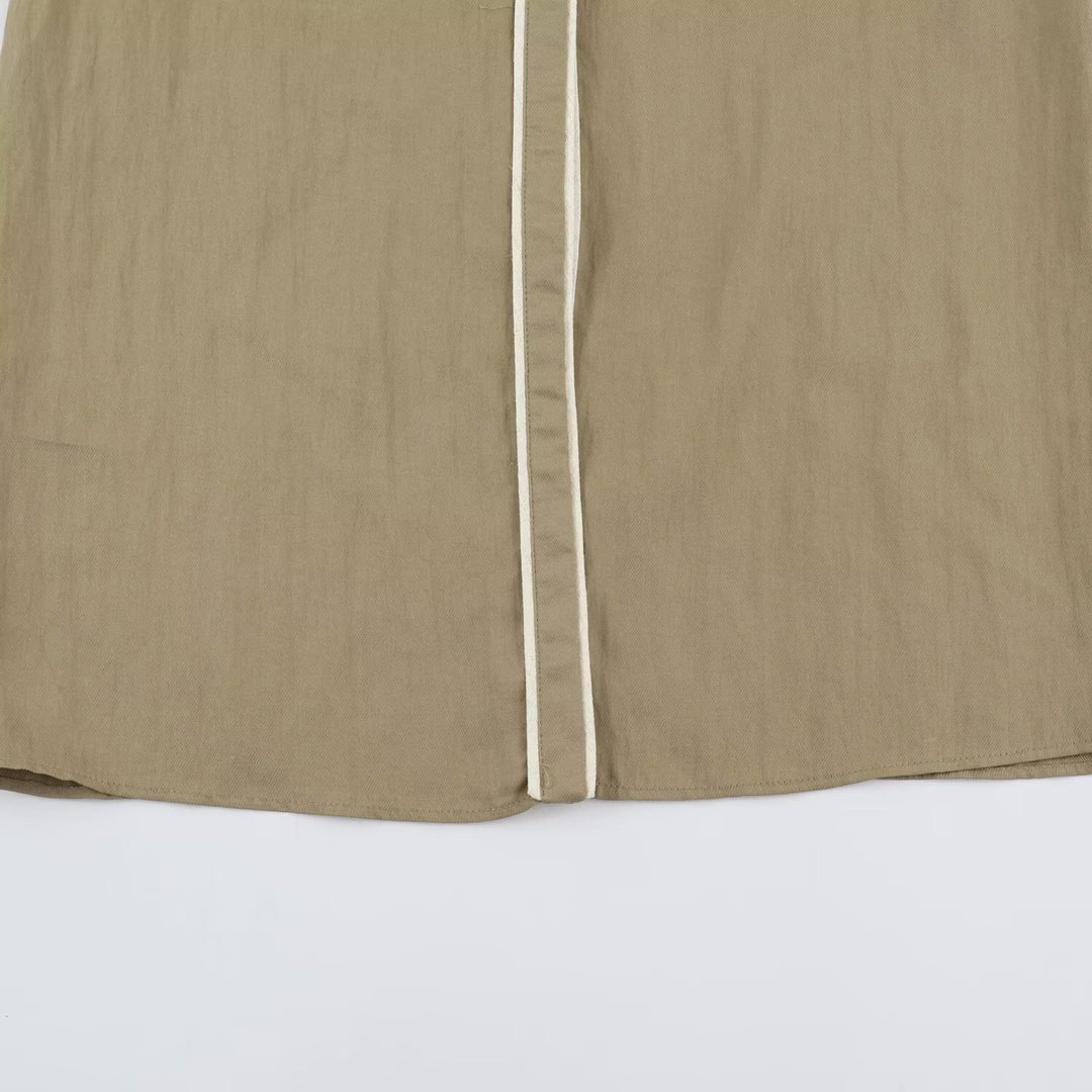 Damen Hemdblusenkleid mit Kontrastpaspel und Taillengürtel Drune