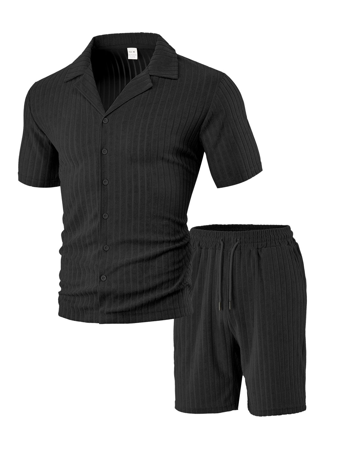 Herren lässiges Kurzarm-Oberteil und Shorts Set mit strukturiertem Design Drune