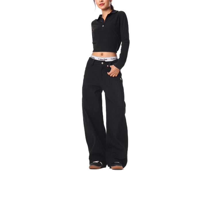 Damen Weitgeschnittene modische Stoffhose Drune