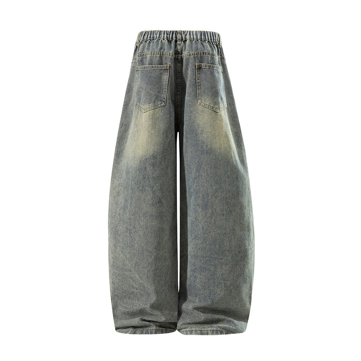 Damen Weite High‑Waist Baggy‑Jeans mit Ballon‑Silhouette und Used‑Waschung Drune