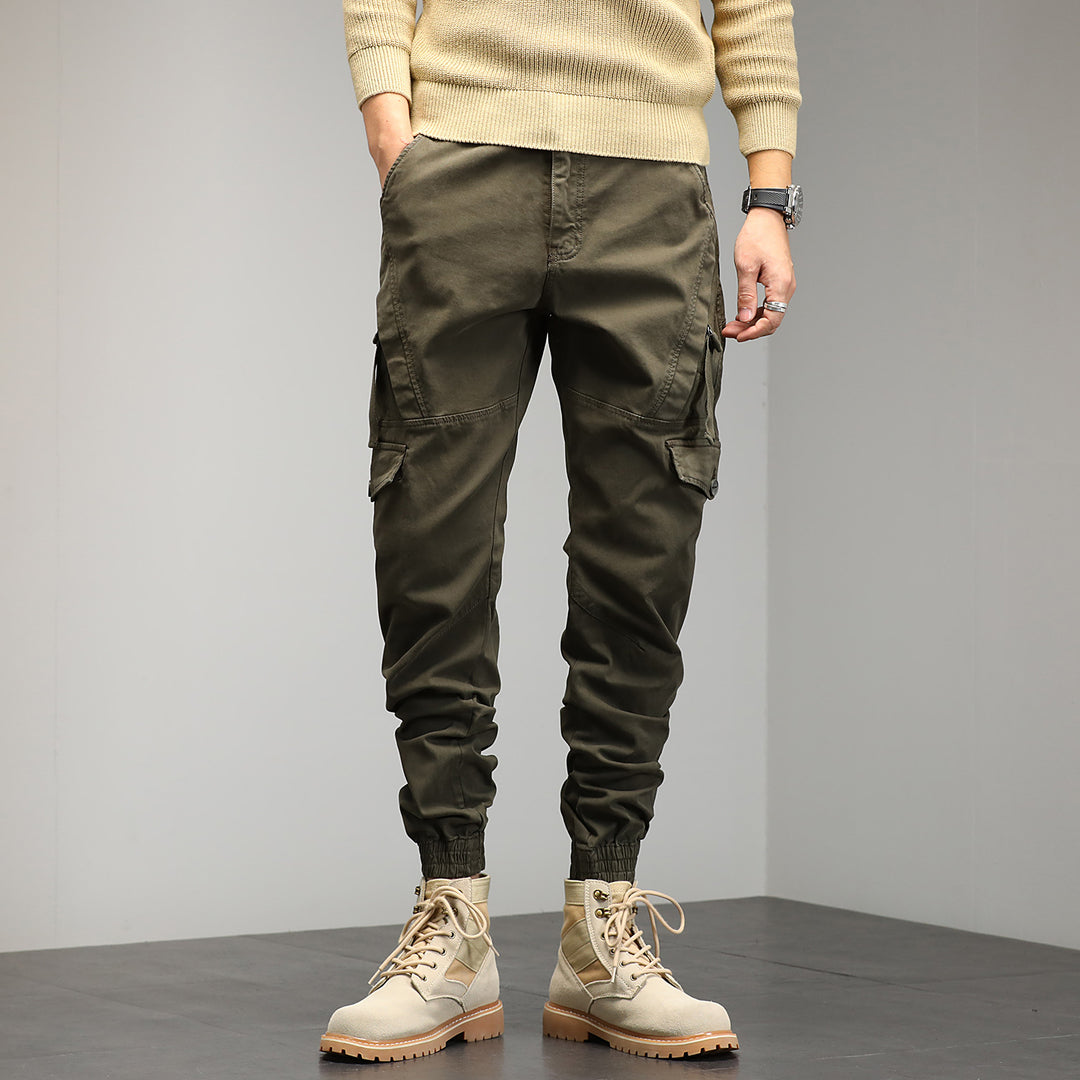 Herren Tapered‑Cargo‑Joggerhose mit ergonomischen Knieabnähern, Klapp‑Utility‑Taschen und geripptem Knöchelabschluss Drune