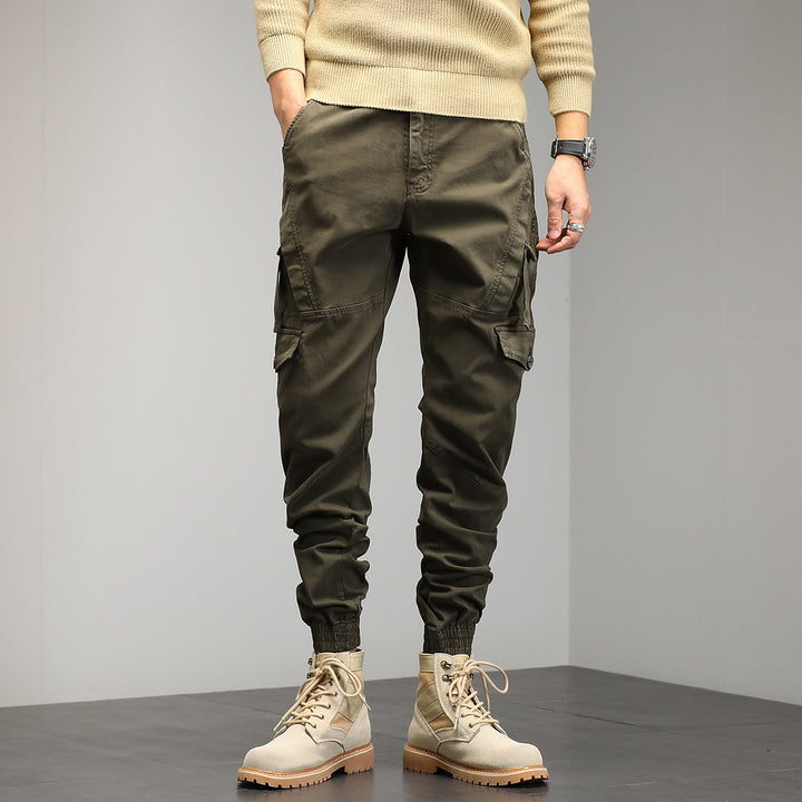 Herren Tapered‑Cargo‑Joggerhose mit ergonomischen Knieabnähern, Klapp‑Utility‑Taschen und geripptem Knöchelabschluss Drune