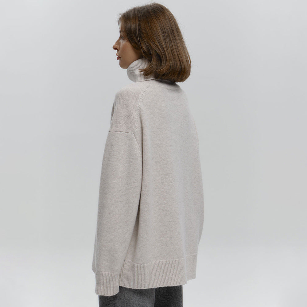 Damen Overgröße Rollkragenpullover aus weicher Wolle Drune