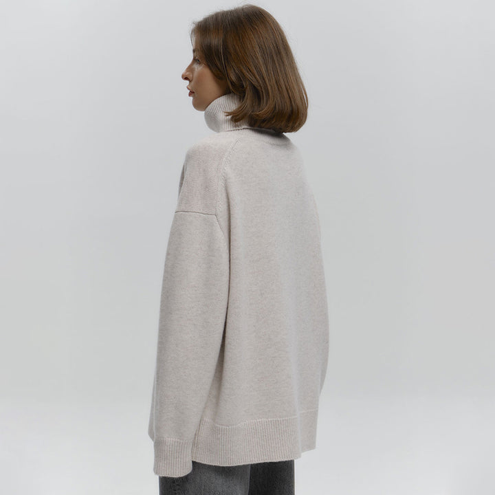 Damen Overgröße Rollkragenpullover aus weicher Wolle Drune