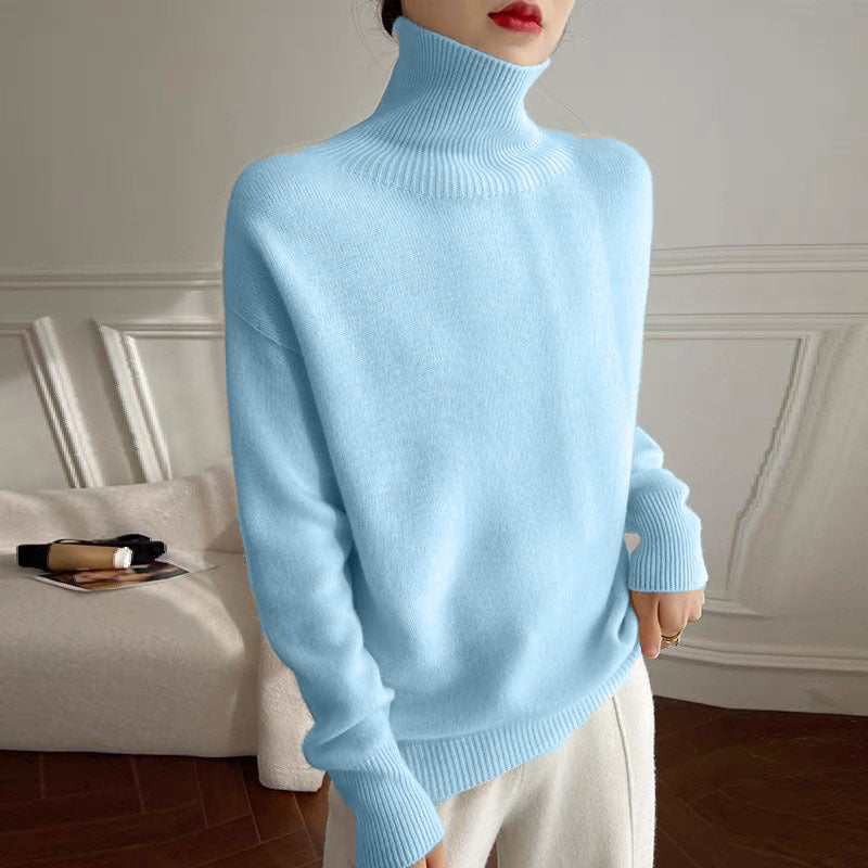 Damen Kaschmir Rollkragenpullover mit weitem Schnitt und eleganter Textur Drune