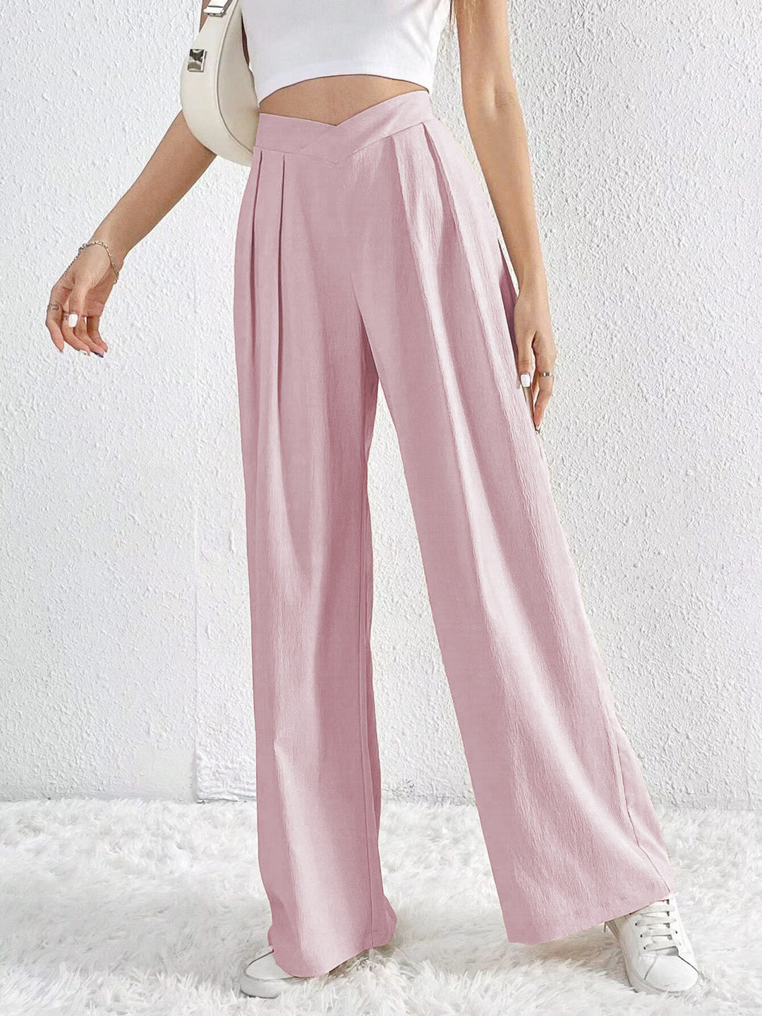Damen Weit geschnittene Palazzo-Hose mit eleganter Faltenlegung Drune