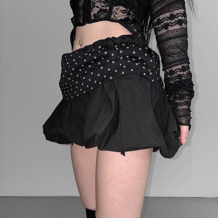 Damen Freizeitrock mit Rüschendetails und gepunktetem Bund Drune