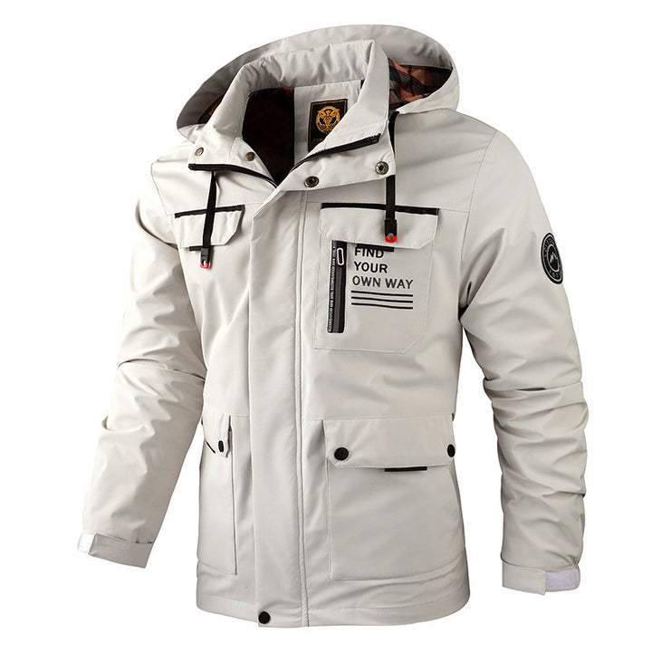 Herren nan wasserdichte Parka-Jacke mit Kapuze, mehrfachen Utility-Taschen, verstärkten Ärmelabschlüssen und winddichter Membran Drune