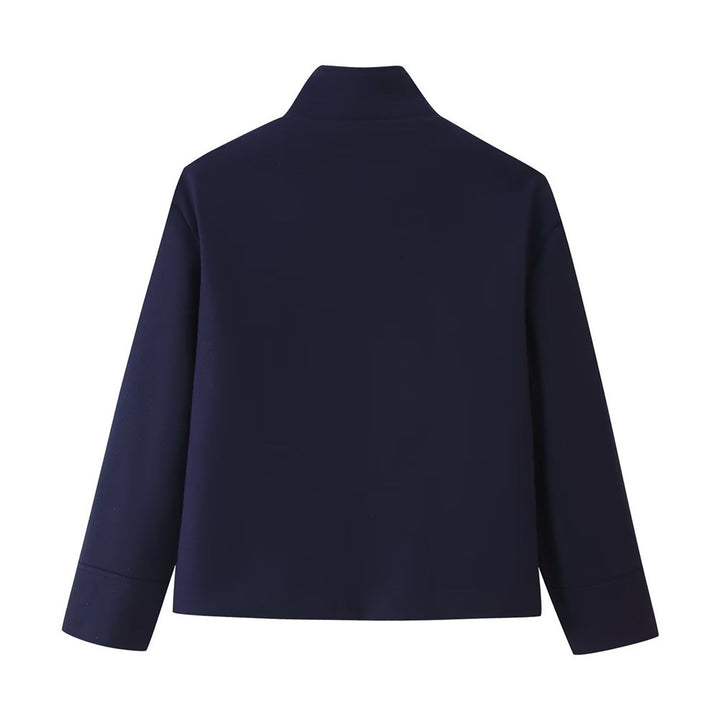 Damen modische Kurzjacke mit großem Kragen und Knopfverschluss Drune