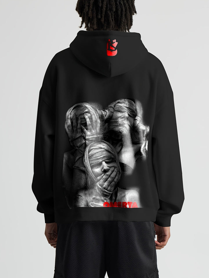 Herren Oversized T-Shirt mit großflächigem Vintage-Blumenprint und Rücken-Slogan Drune