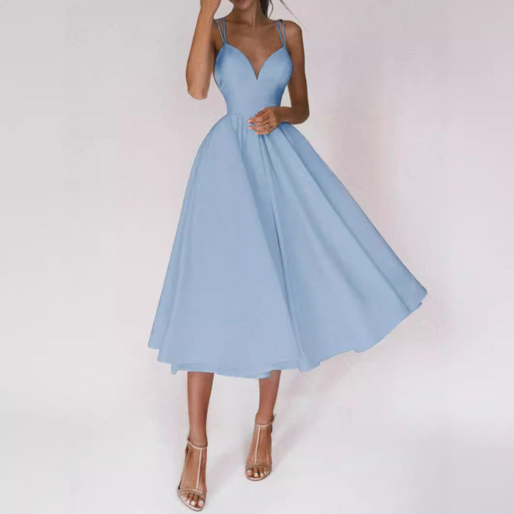 Damen A-Linien Kleid mit V-Ausschnitt und trägerlosem Design Drune