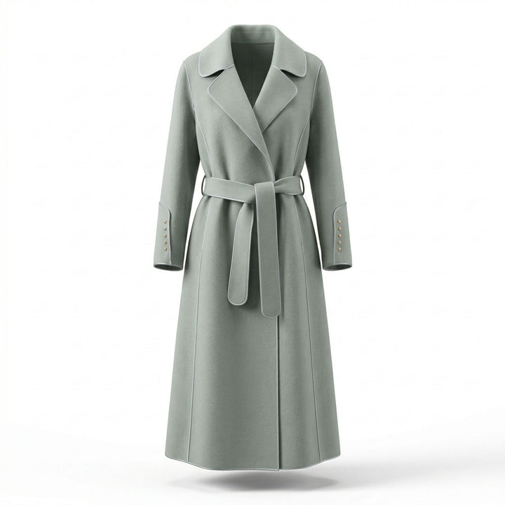 Damen Eleganter Wickelmantel mit Gürtel und hochwertigen Details Drune