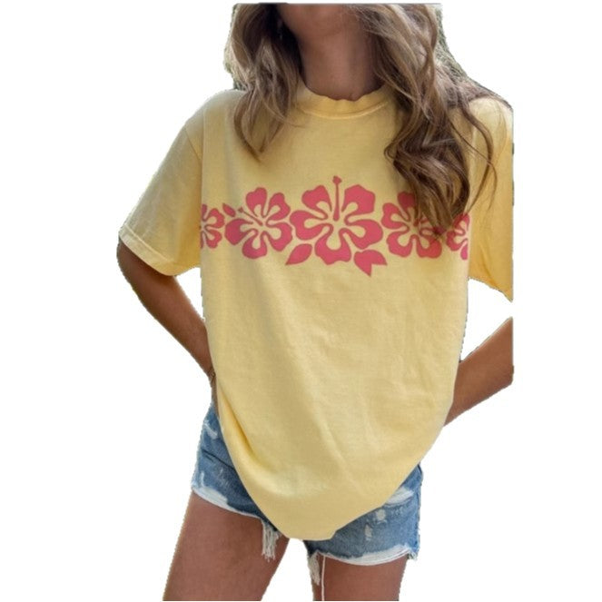Damen T-Shirt mit floralem Grafikdruck Drune