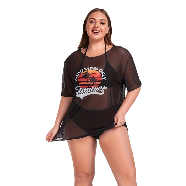 Damen Transparente Strandbluse mit sommerlichem Aufdruck Drune