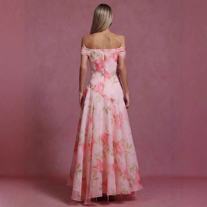 Damen Elegant fließendes Maxikleid mit romantischem Blumenmuster Drune