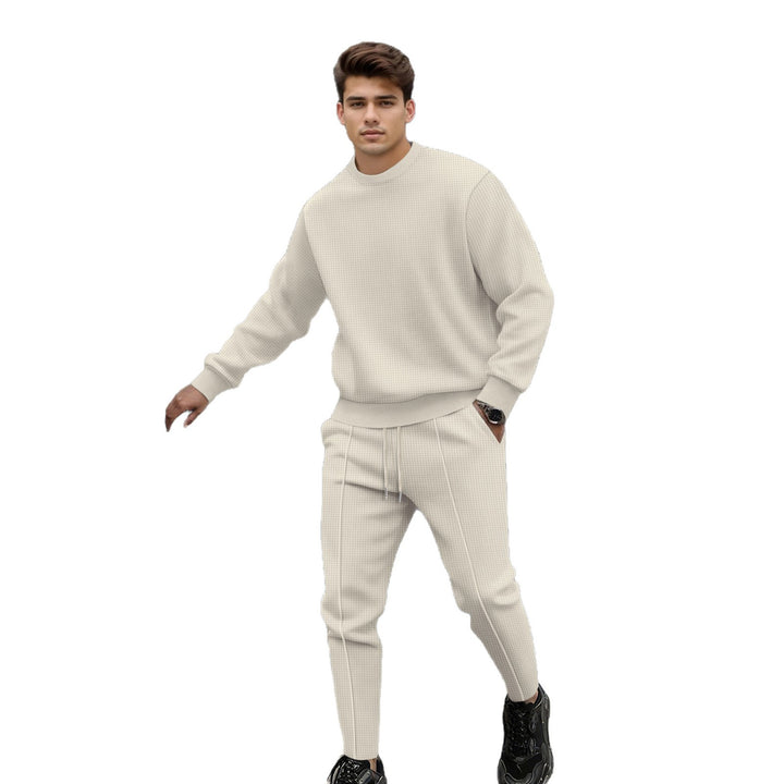 Herren lässiger Strickpullover und Jogginghose mit elastischem Bund Drune