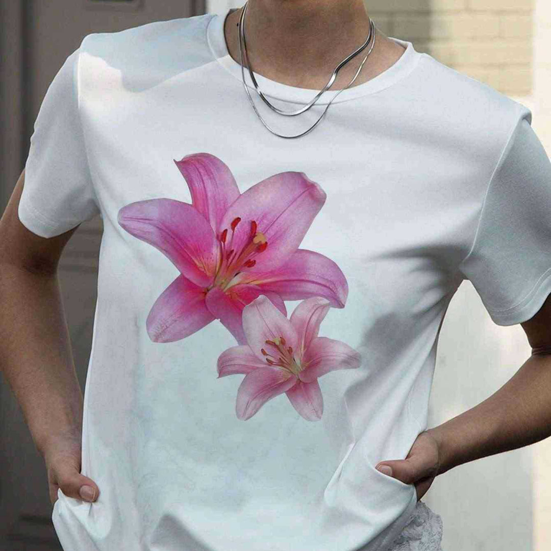 Damen T-Shirt mit floralem Druck und Komfortschnitt Drune