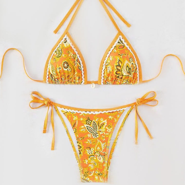 Damen Triangel-Bikini mit aufwendigem Floral-Design Drune