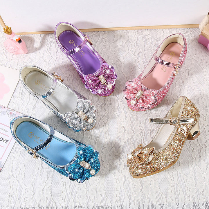 Mädchen Glitzernde Ballerinas mit Schleifenapplikation Drune