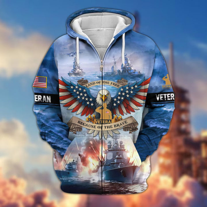 Herren Kapuzensweater mit amerikanischem Veteranenmotiv Drune