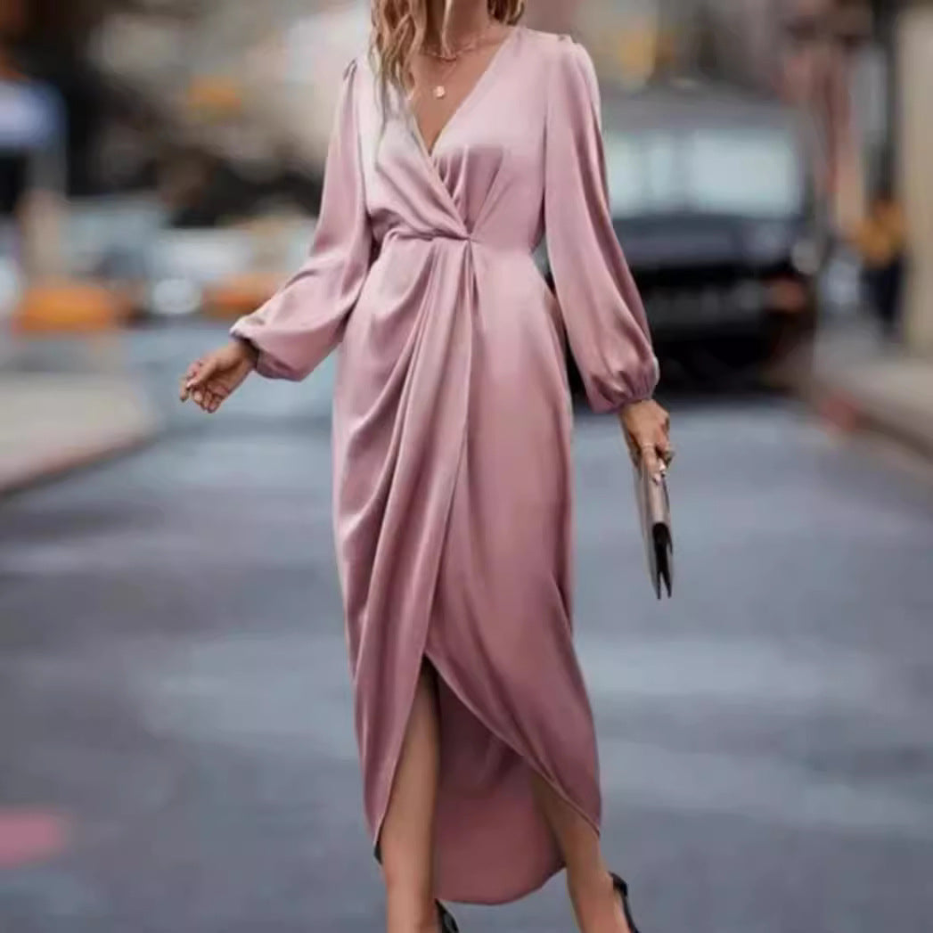Damen elegantes und fließendes Maxi-Kleid Drune